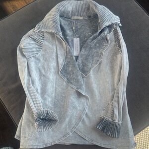 Elegant Gray testimony 175.00 jacket Women's Blazer with Ribbed Accents